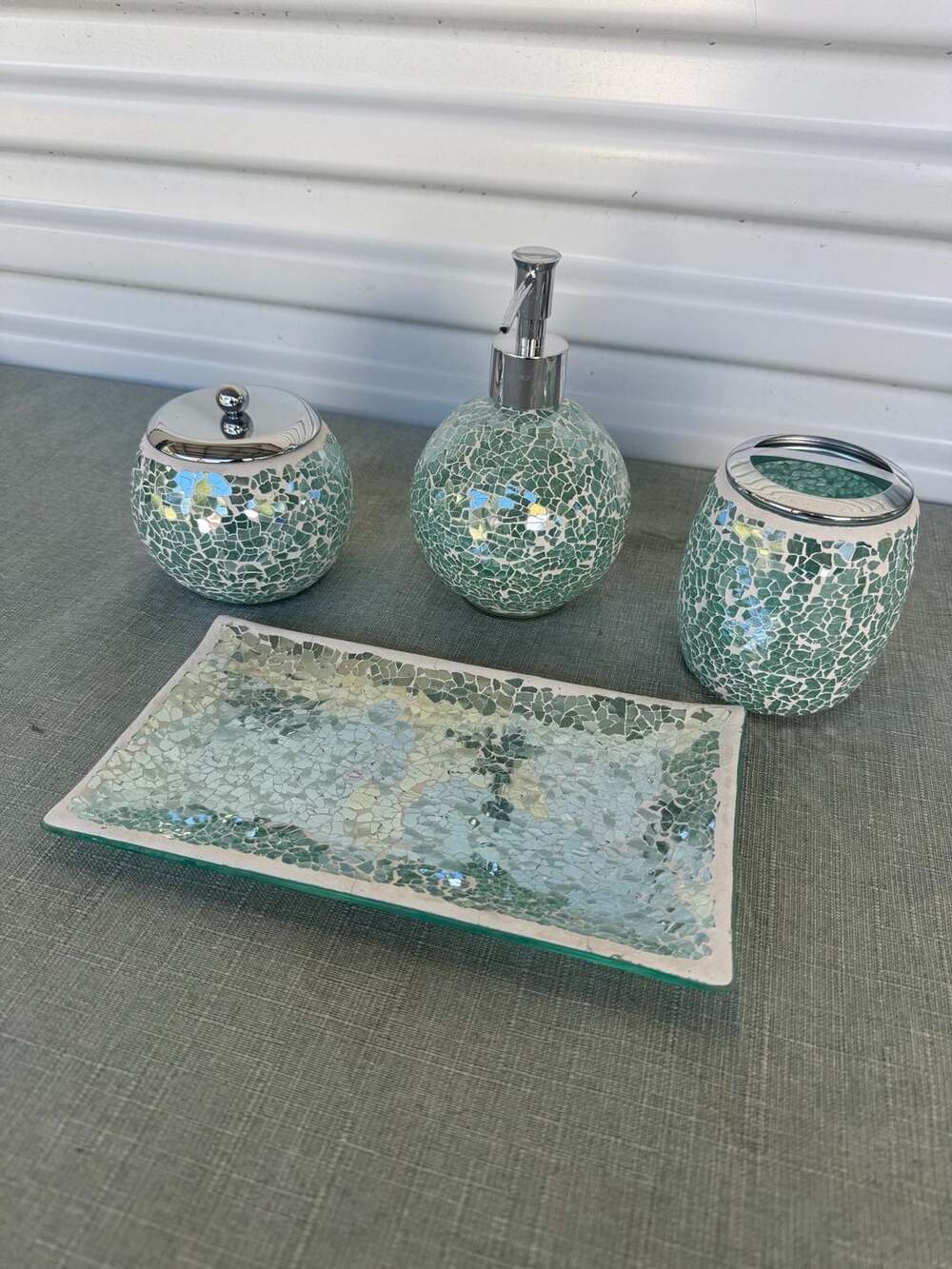4 Piece glass home decor bathroom set
